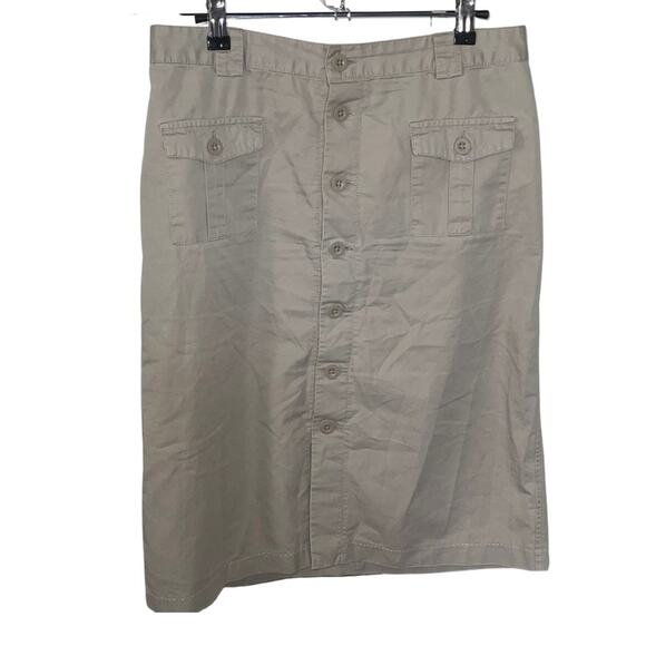 Gap Khakis Straight Cargo Pockets Midi Skirt Button up Size 8 Utility Safari - Picture 1 of 3